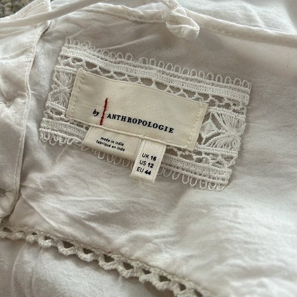 Anthropologie Boho Embroidered Neutral Coastal Festival Halter Crop Top Sz 12 - Picture 7 of 12